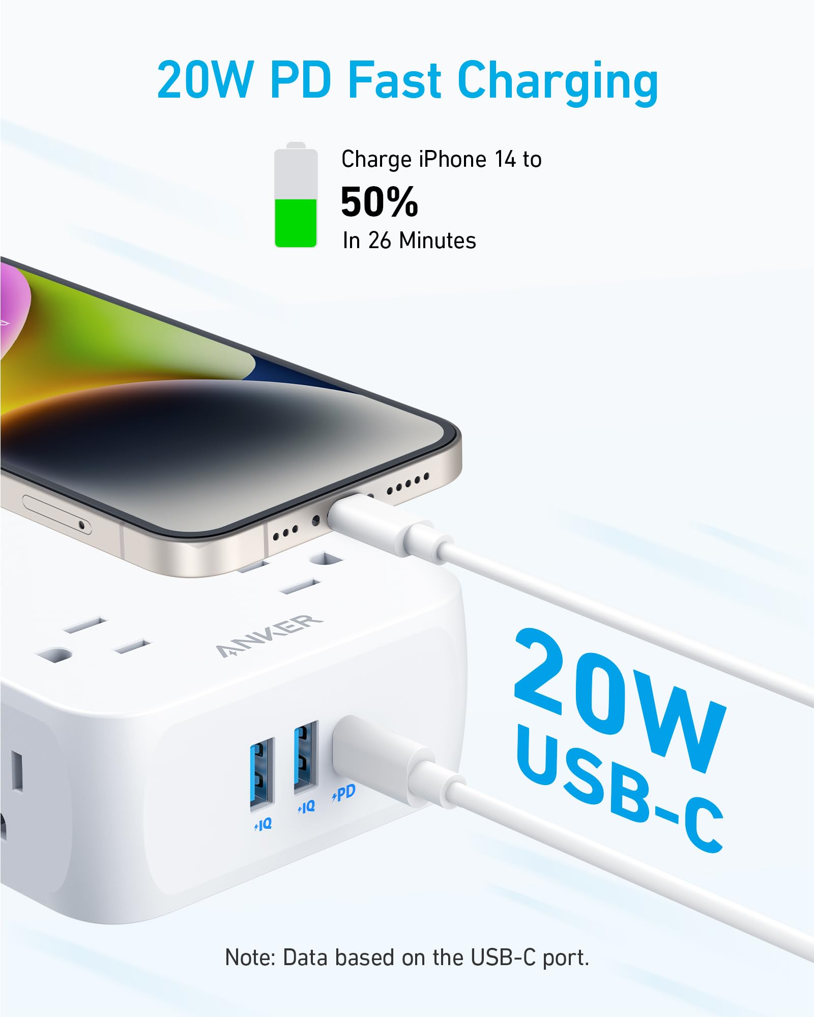 Anker 341 USB Power Strip 11 In 1 Compact Hub With 8 AC Outlets And USB C Port For Desks by Anker