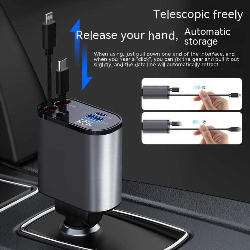 Metal Car Charger 100W Super Fast Charging Car Cigarette Lighter USB And TYPE-C Adapter by Tech-Home Store
