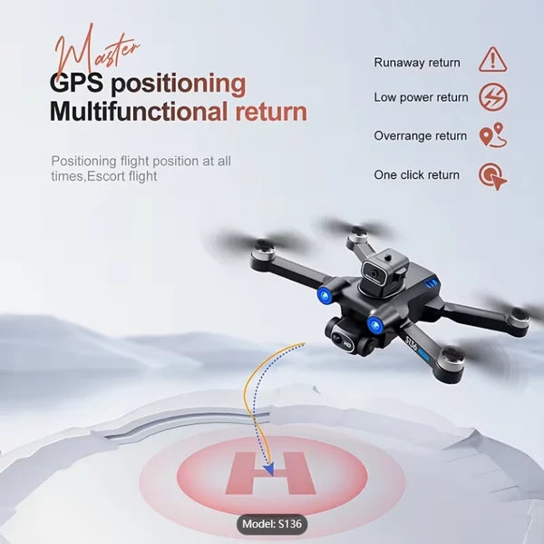 S136 Foldable Drone, Optical Flow Positioning And Intelligent Obstacle Avoidance, Smart Follow Mode And 90° Adjustable Camera, One-Key Return Function, Perfect For Adults, Ideal Toy And Gift by Tech-Home Store