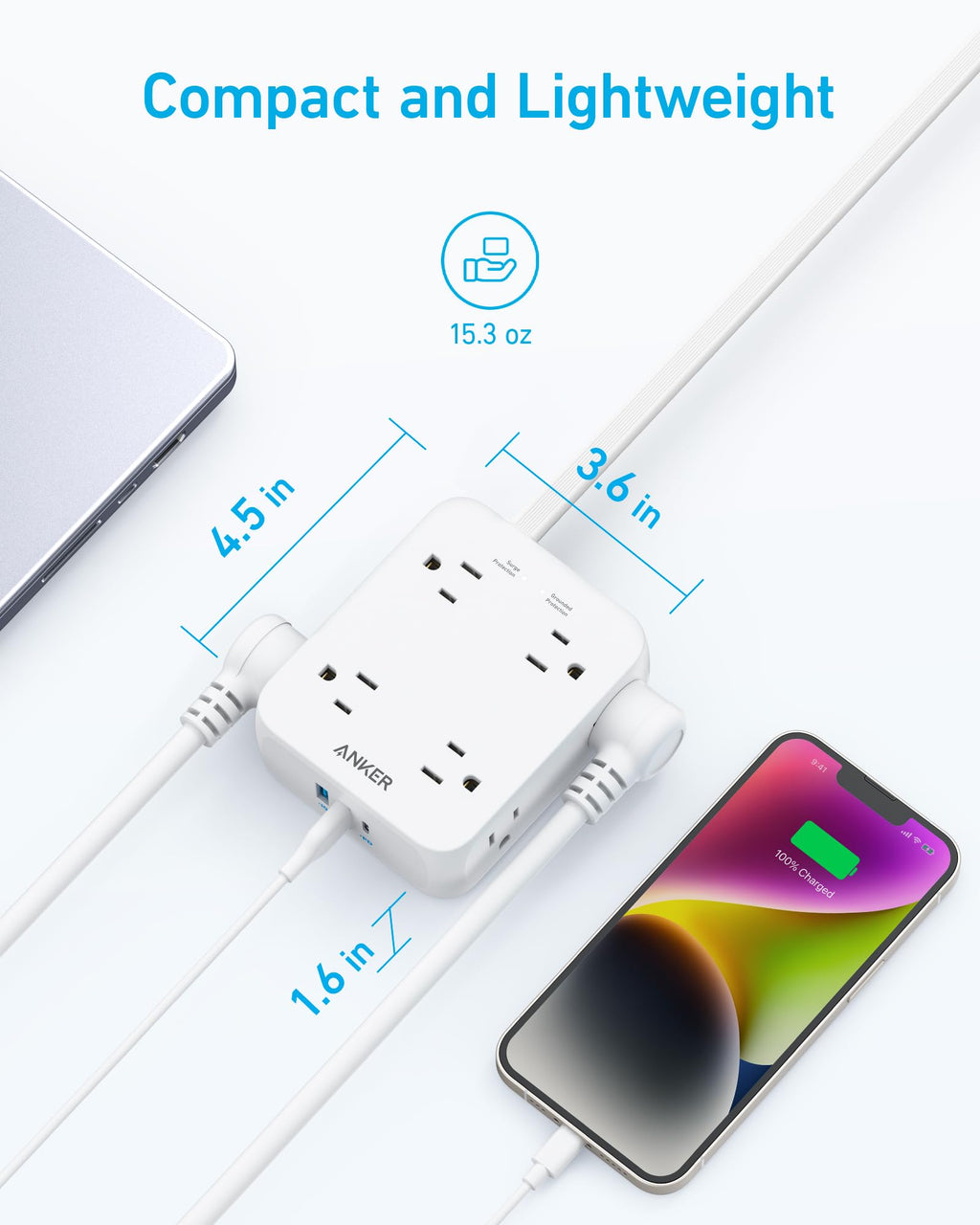 Anker 341 USB Power Strip 11 In 1 Compact Hub With 8 AC Outlets And USB C Port For Desks by Anker