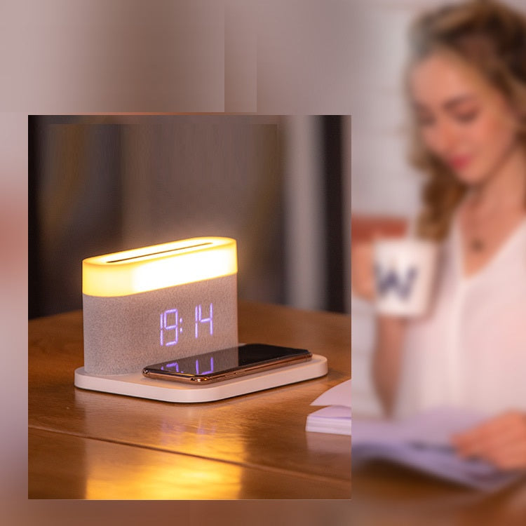 Table Lamp Bedroom Desktop Bedside Lamp Clock Four-in-one Wireless Phone Charger by Anker