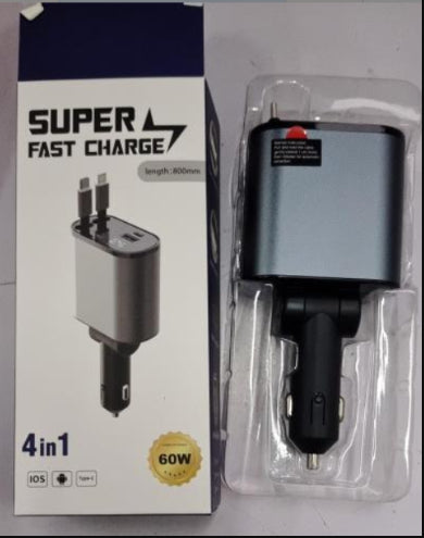 Metal Car Charger 100W Super Fast Charging Car Cigarette Lighter USB And TYPE-C Adapter by Tech-Home Store