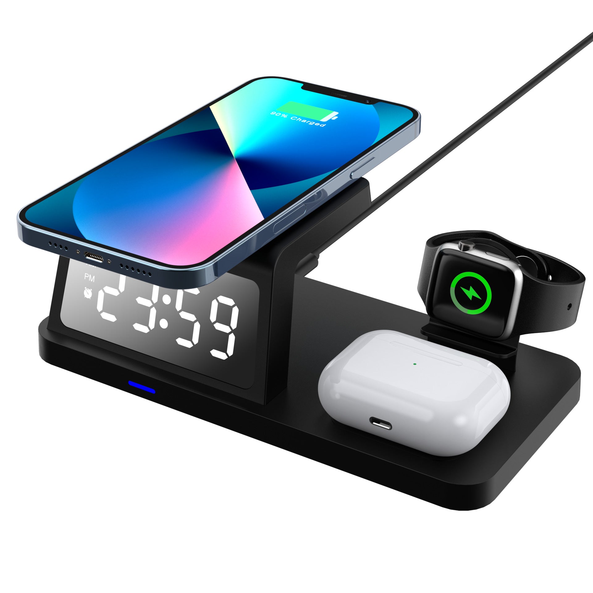 Four-in-one Clock Wireless Charger Fast Charger by Tech-Home Store