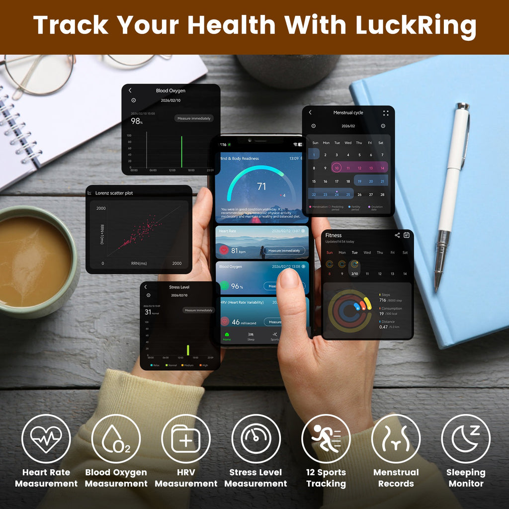 PulseForge Smart Ring Health Tracker - Round the Clock Heart Rate Sleep SpO2 HRV Stress Monitoring with Charging Case by Tech-Home Store