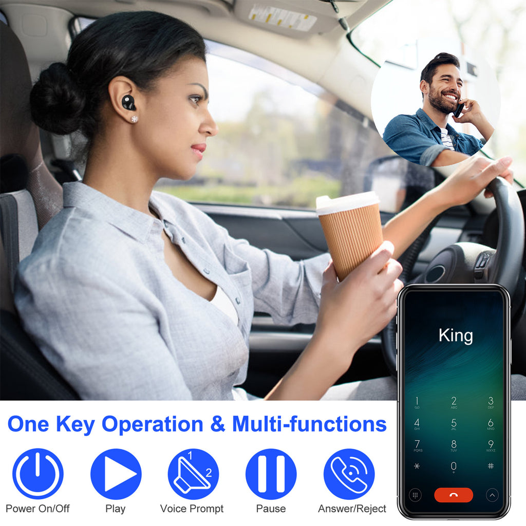 TWS True Wireless V4.2 Earbuds IPX4 In-ear Stereo Earphone Hands-free Deep Bass Earpiece With Mic Magnetic Charging Case 30Hrs Single Earbud Work Time Driving Business by Tech-Home Store