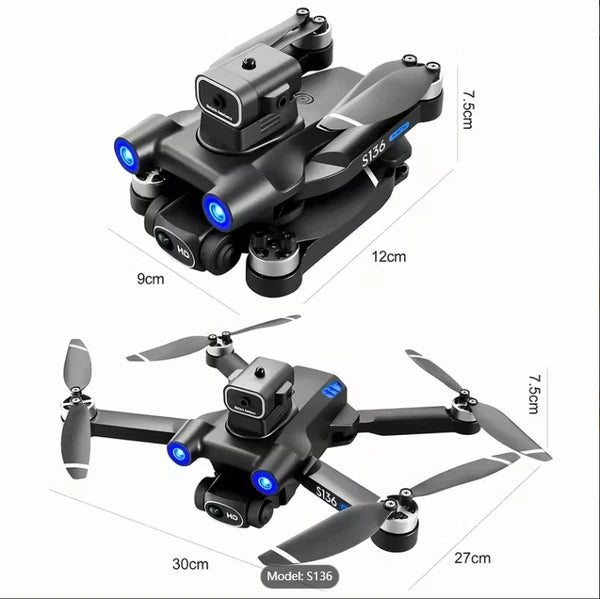 S136 Foldable Drone, Optical Flow Positioning And Intelligent Obstacle Avoidance, Smart Follow Mode And 90° Adjustable Camera, One-Key Return Function, Perfect For Adults, Ideal Toy And Gift by Tech-Home Store
