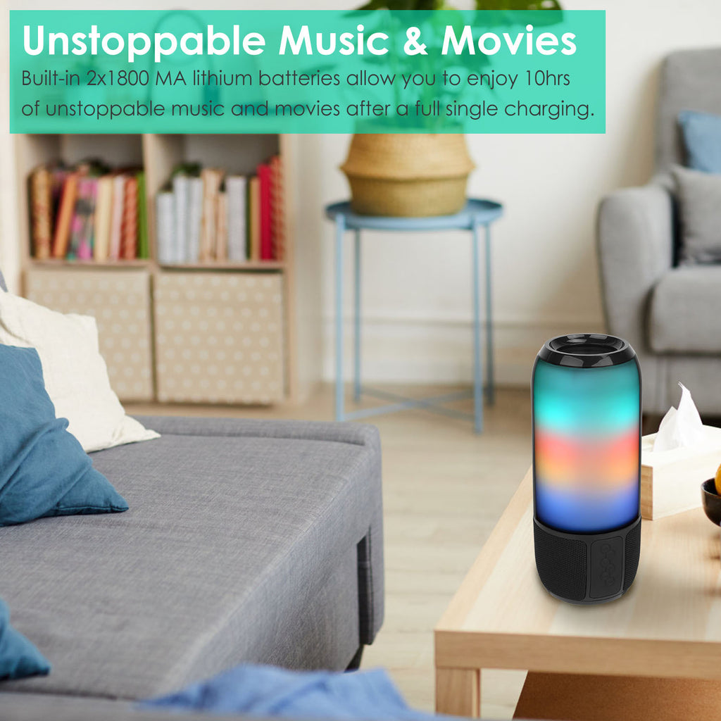 NovaSound Wireless Portable Bluetooth Speaker - 360 Degree Stereo Sound Dual 5W Drivers And 6 Color Changing Lights by Tech-Home Store