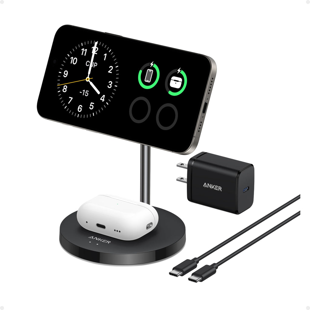 Anker MagGo Wireless Charger 2-in-1 Stand BOA - Fast MagSafe Charging for iPhone 15 Pro and Earbuds by Anker