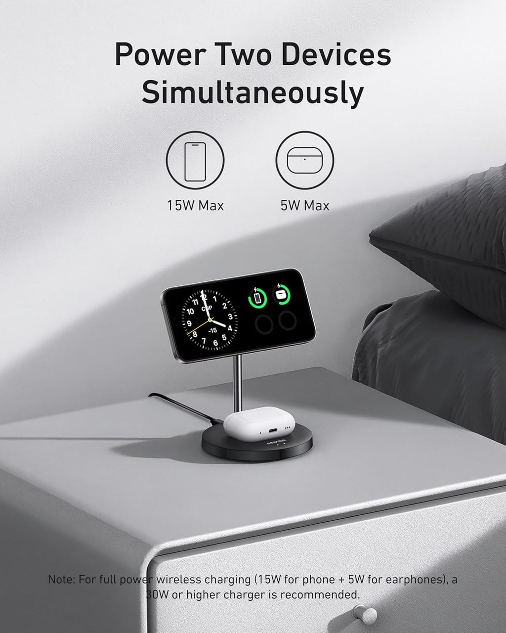 Anker MagGo Wireless Charger 2-in-1 Stand BOA - Fast MagSafe Charging for iPhone 15 Pro and Earbuds by Anker