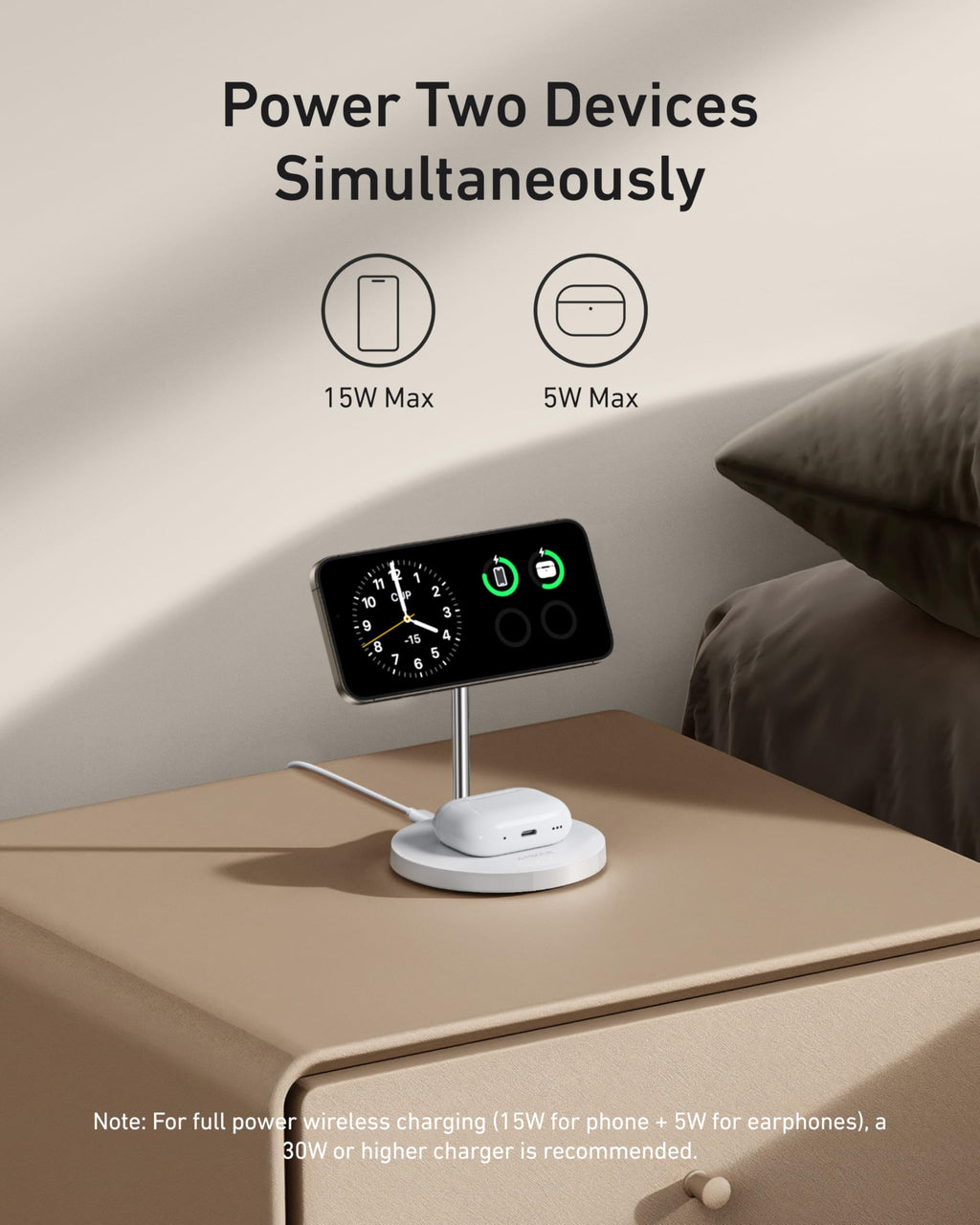 Anker MagGo Wireless Charger 2-in-1 Stand BOA - Fast MagSafe Charging for iPhone 15 Pro and Earbuds by Anker