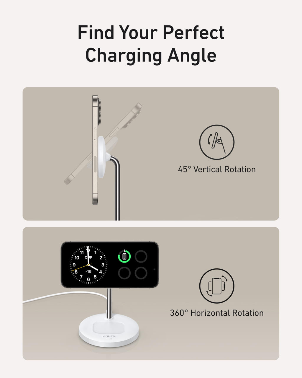 Anker MagGo Wireless Charger 2-in-1 Stand BOA - Fast MagSafe Charging for iPhone 15 Pro and Earbuds by Anker