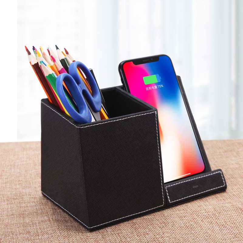 Leather Pen Holder Wireless Charger Wireless Phone Charger And Pen Holder Fast Charging Phone by Tech-Home Store