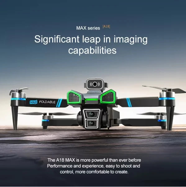 A18 MAX Drone] High-definition Electrically Adjustable Dual Cameras, Equipped With A 4.5-inch Screen, Obstacle Avoidance Function, 360-degree Roll, Foldable Design, Dual Batteries | Brushless Motor, G by Tech-Home Store