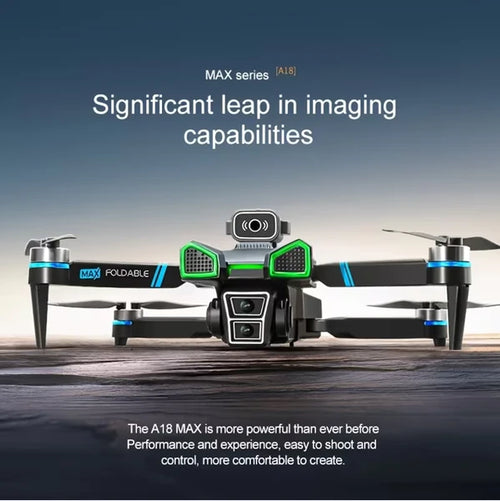 A18 MAX Drone] High-definition Electrically Adjustable Dual Cameras, Equipped With A 4.5-inch Screen, Obstacle Avoidance Function, 360-degree Roll, Foldable Design, Dual Batteries | Brushless Motor, G by Tech-Home Store