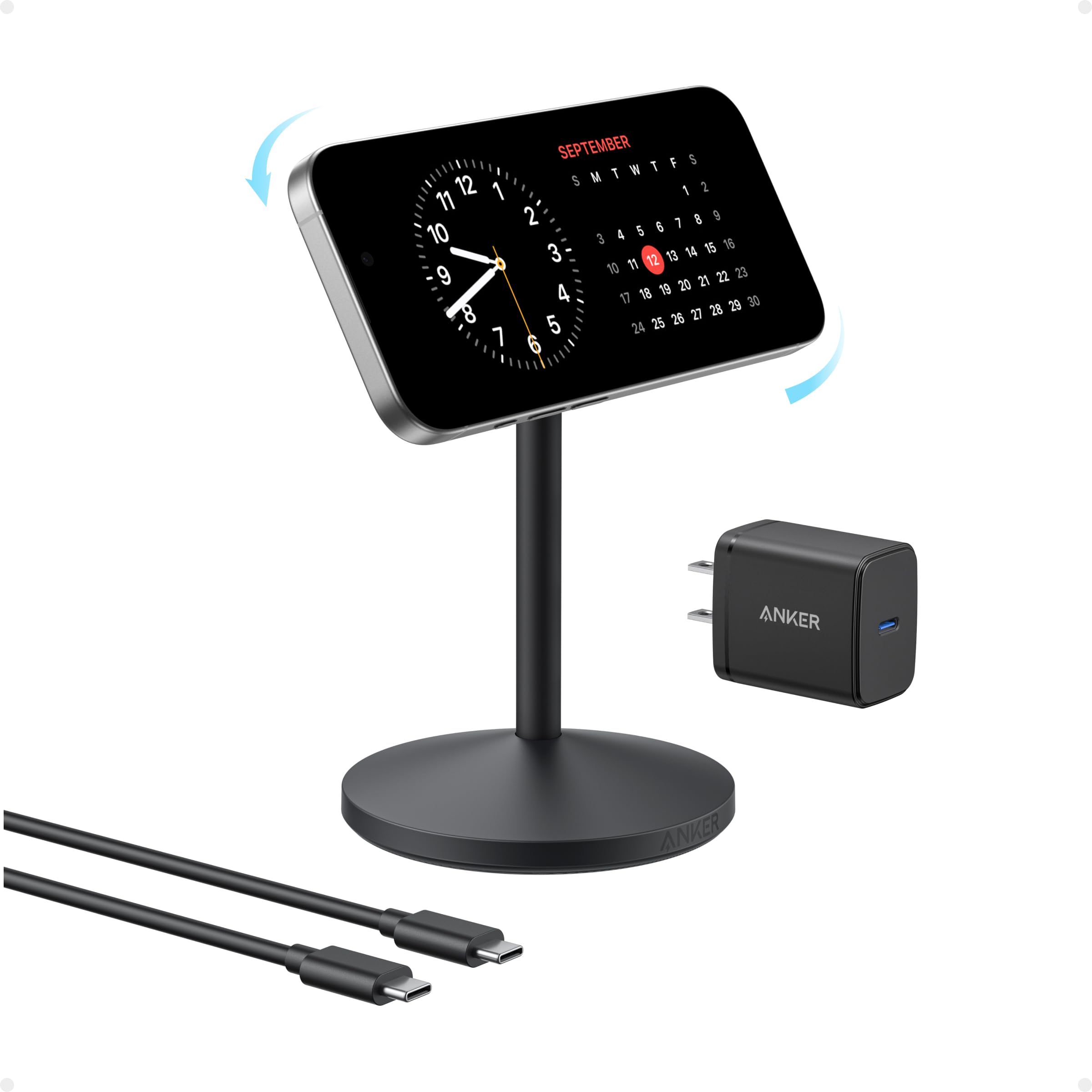 Anker MagGo Wireless Charger Stand - 15W MagSafe Charging With Built-In Stand And Included Adapter And Cable by Anker