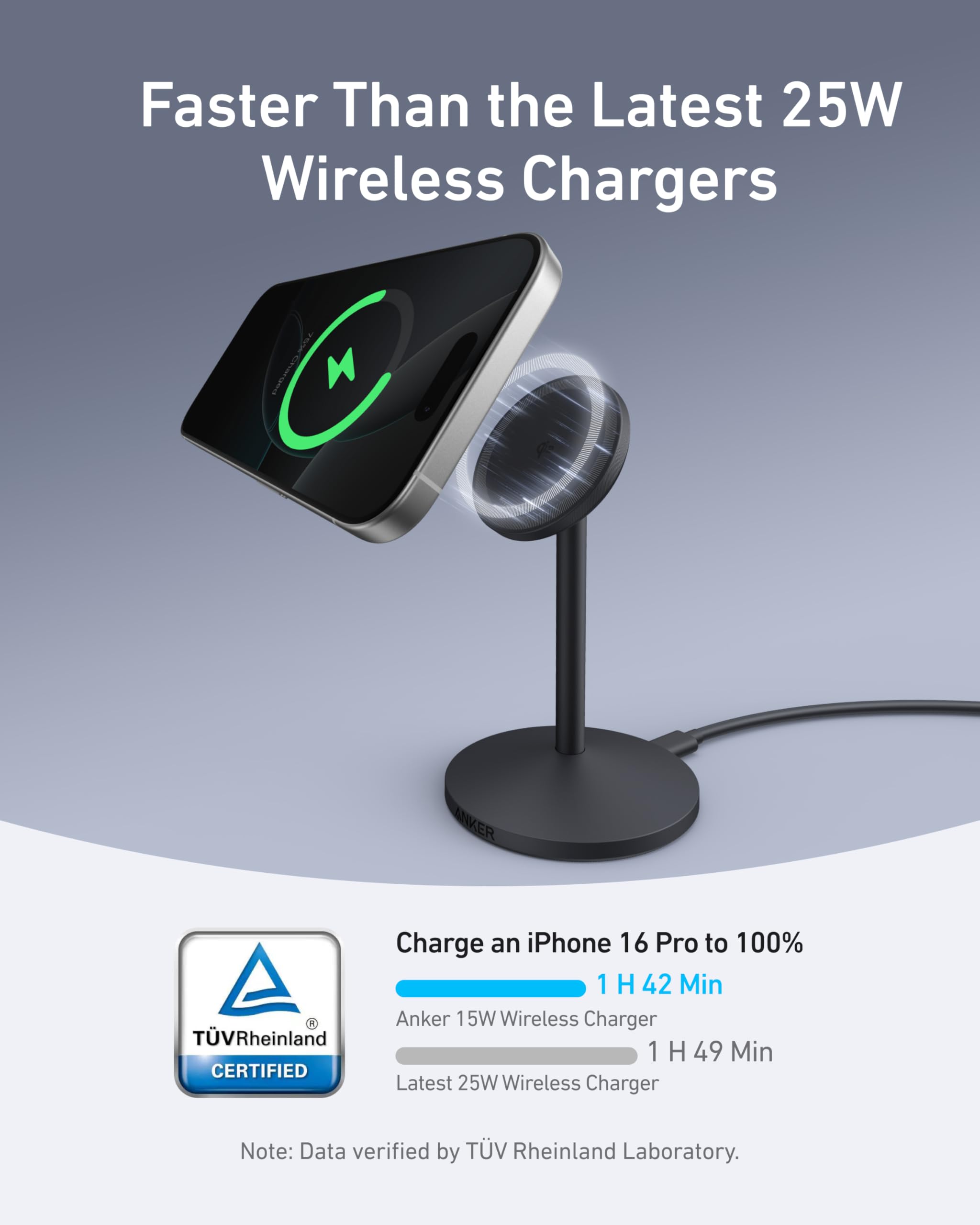 Anker MagGo Wireless Charger Stand - 15W MagSafe Charging With Built-In Stand And Included Adapter And Cable by Anker