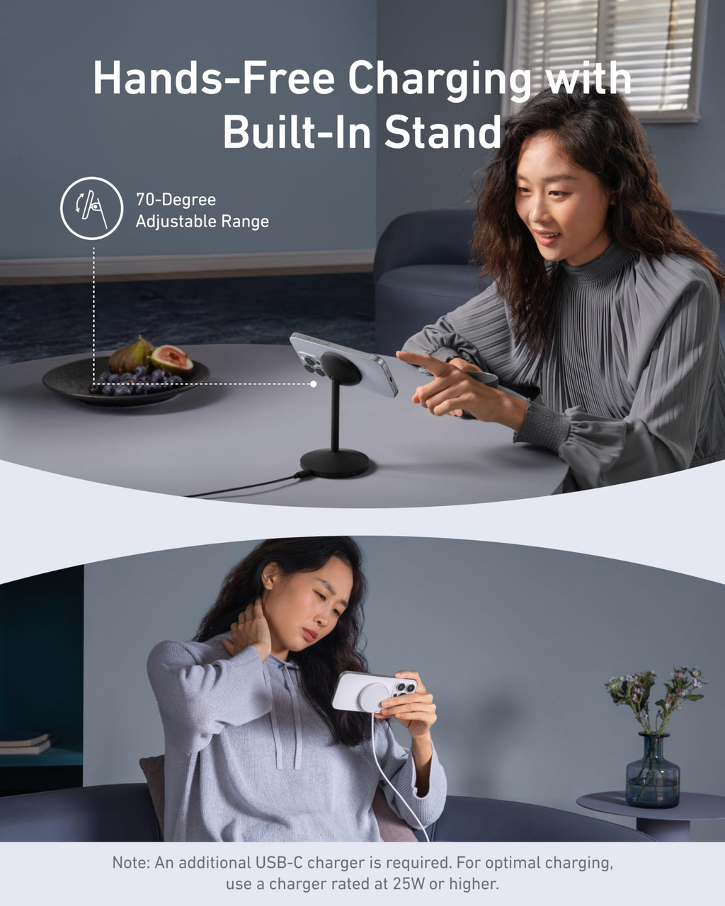Anker MagGo Wireless Charger Stand - 15W MagSafe Charging With Built-In Stand And Included Adapter And Cable by Anker