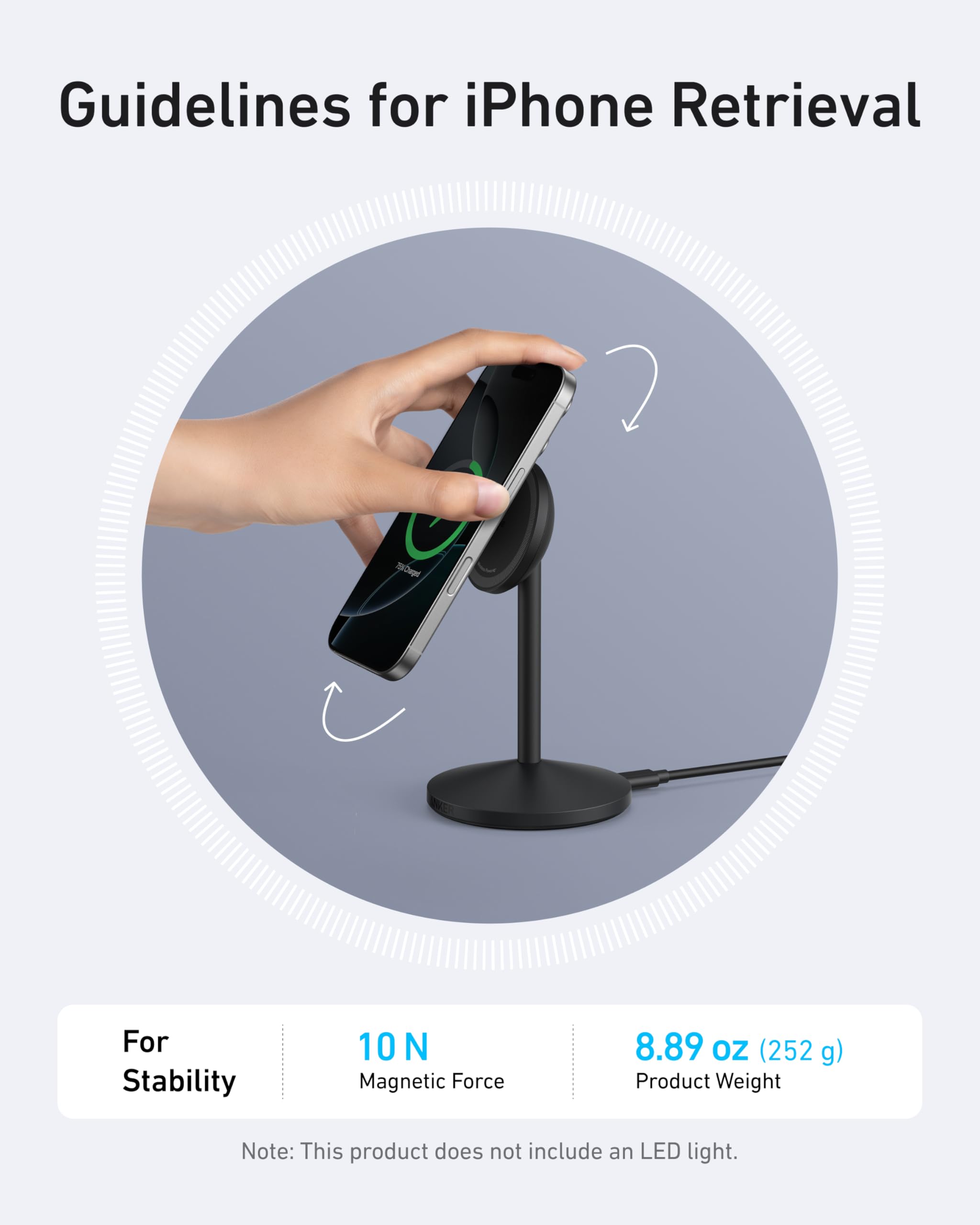 Anker MagGo Wireless Charger Stand - 15W MagSafe Charging With Built-In Stand And Included Adapter And Cable by Anker