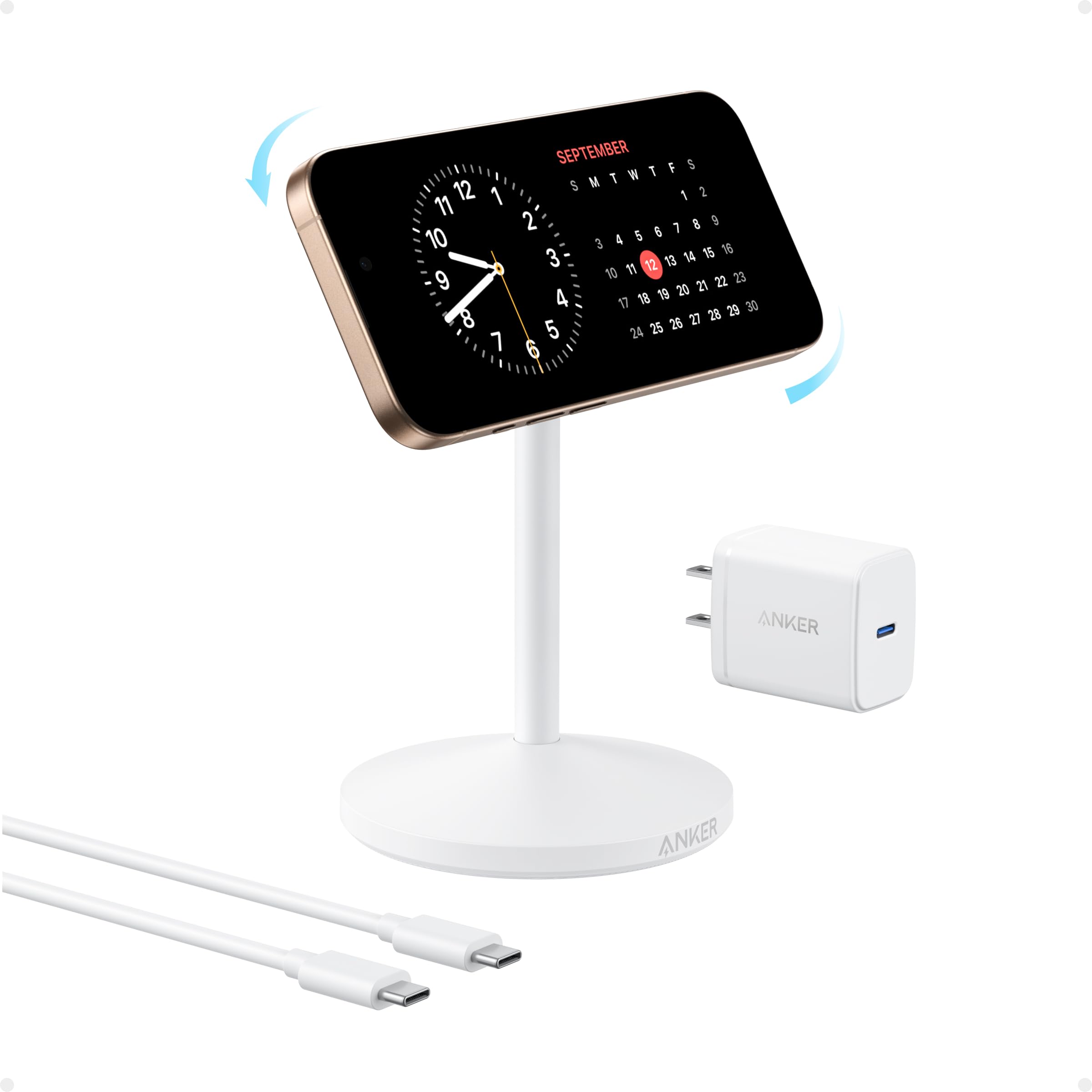 Anker MagGo Wireless Charger Stand - 15W MagSafe Charging With Built-In Stand And Included Adapter And Cable by Anker
