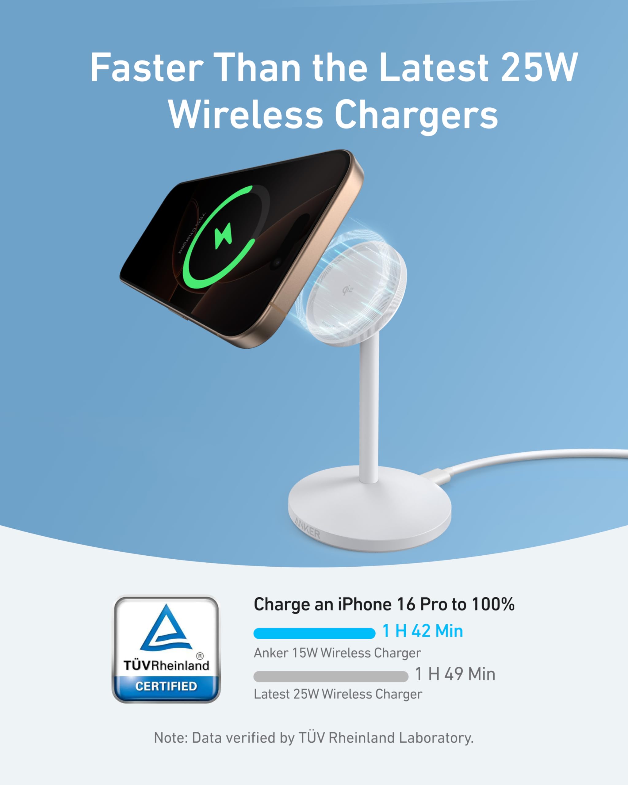Anker MagGo Wireless Charger Stand - 15W MagSafe Charging With Built-In Stand And Included Adapter And Cable by Anker