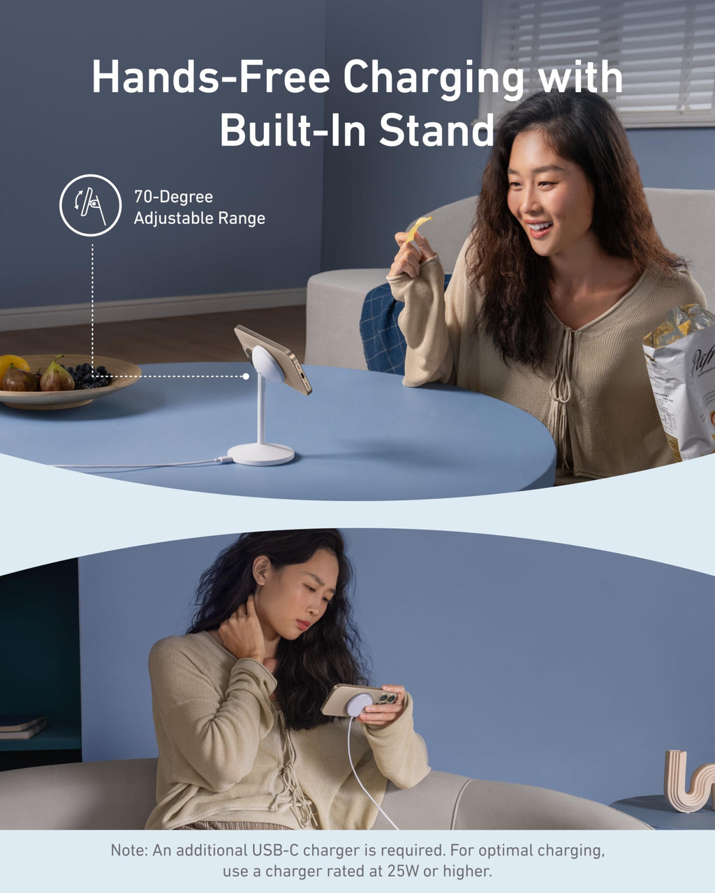 Anker MagGo Wireless Charger Stand - 15W MagSafe Charging With Built-In Stand And Included Adapter And Cable by Anker