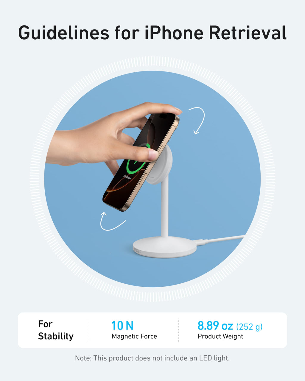 Anker MagGo Wireless Charger Stand - 15W MagSafe Charging With Built-In Stand And Included Adapter And Cable by Anker