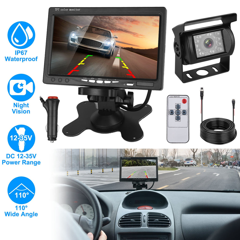 7In Screen Backup Camera System Vehicle Rear View Monitor Kit IP67 Waterproof Car Parking Reverse System With Night Vision For Car Trunk Van SUV by Tech-Home Store