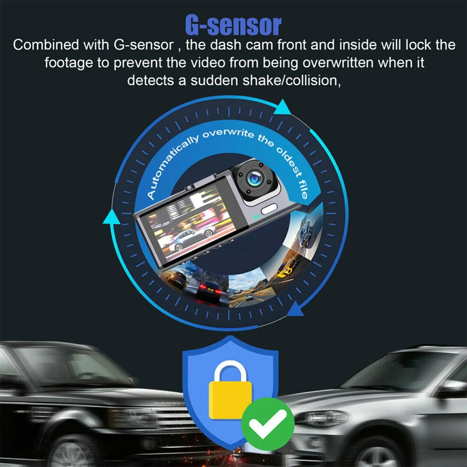 Car Dual Lens Dash Cam HD 1080P Front Rear Inside Video Recorder Camera G-Sensor by Tech-Home Store