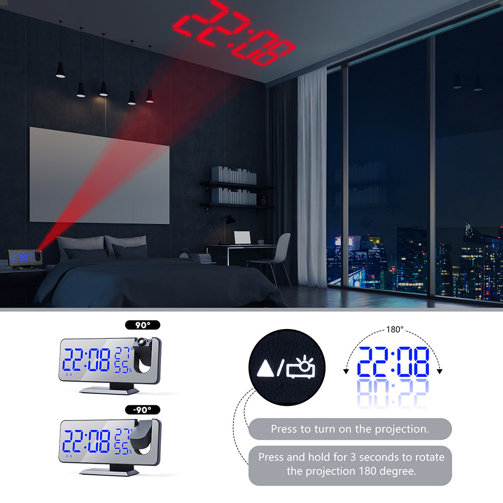 Multifunctional Radio Projection Alarm Clock by Tech-Home Store