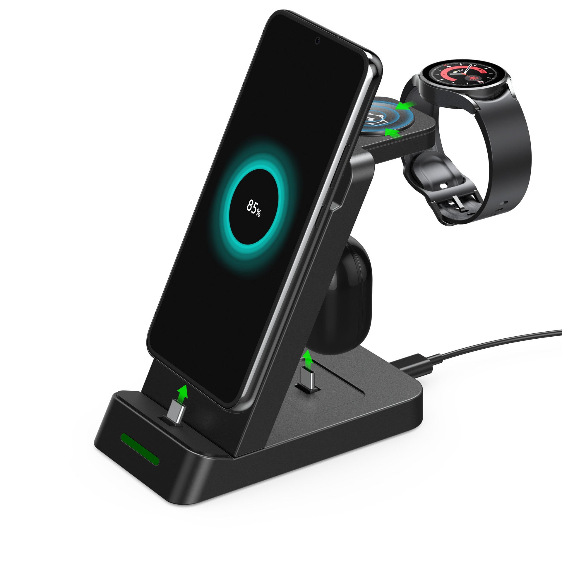 Three-in-One Fast Wireless Charger for iPhone and Samsung