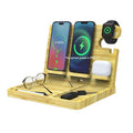 Multifunctional Bamboo Wireless Charger Bracket by Tech-Home Store