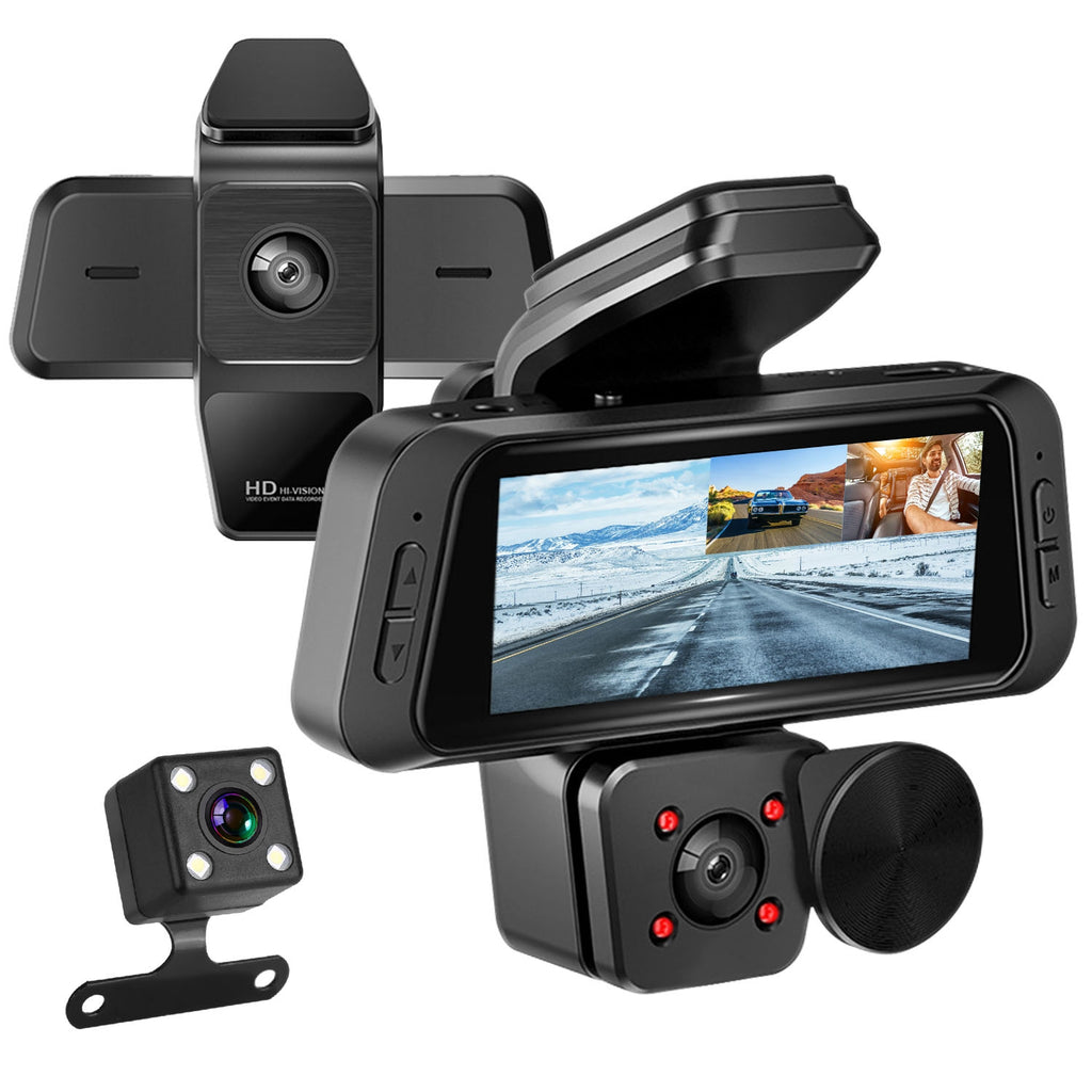 1080P FHD 3 Channel WiFi Dash Cam 170 Degree Wide Angle Triple Car Camera With IR Night G Sensor Motion Detection Loop Recording App Control Support 128G Max by Tech-Home Store