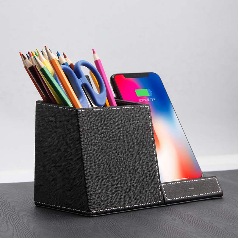 Leather Pen Holder Wireless Charger Wireless Phone Charger And Pen Holder Fast Charging Phone by Tech-Home Store