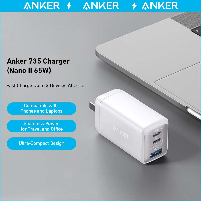 Anker 735 Nano II 65W Charger 2-Pack - Ultra Compact USB C Power Adapter For Phones Tablets Laptops by Anker