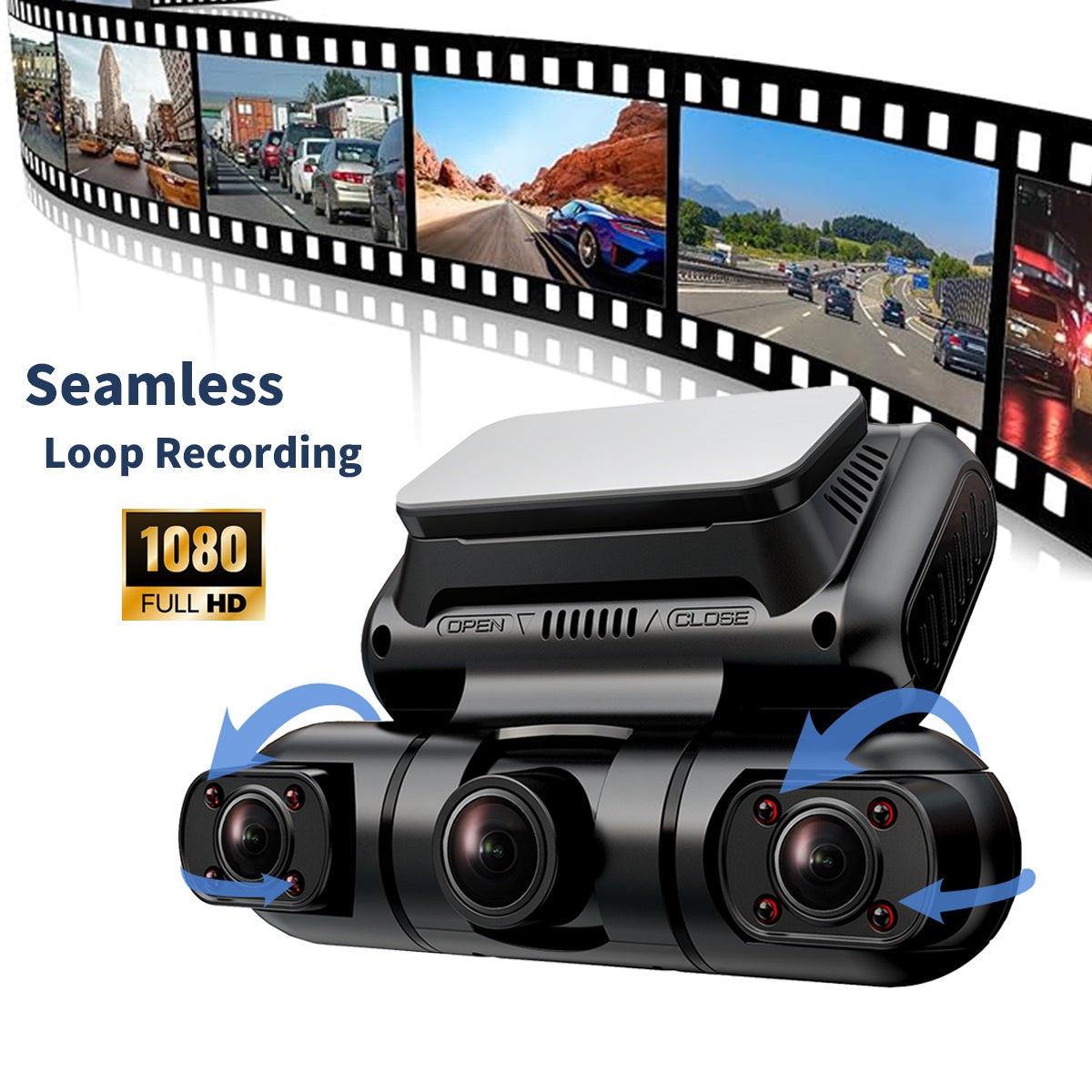 Hainatech 360 Degree View 4 Channel Dash Cam Front And Rear Inside Left Right, Dash Camera For Cars, Built-in GPS WiFi Night Vision, 24 7 Recording Parking Mode Monitor, Free 128G Card by Anker