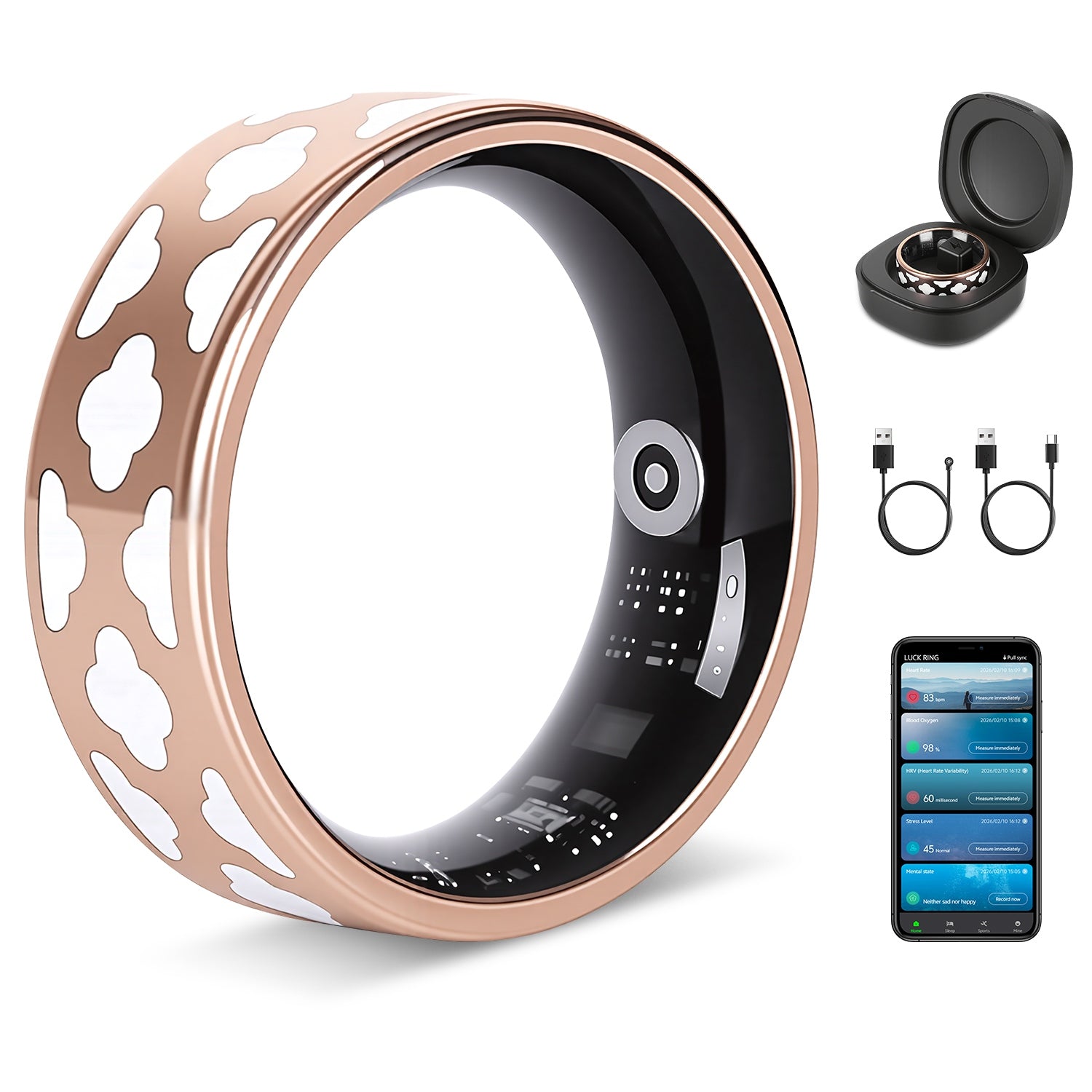 PulseForge Smart Ring Health Tracker - Round the Clock Heart Rate Sleep SpO2 HRV Stress Monitoring with Charging Case by Tech-Home Store