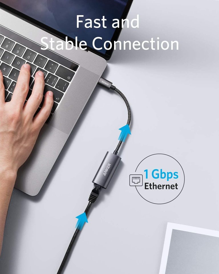Anker PowerExpand USB-C to Gigabit Ethernet Adapter - Stable 1 Gbps Wired Internet by Anker