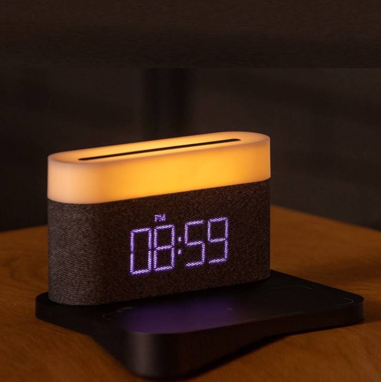 Table Lamp Bedroom Desktop Bedside Lamp Clock Four-in-one Wireless Phone Charger by Anker