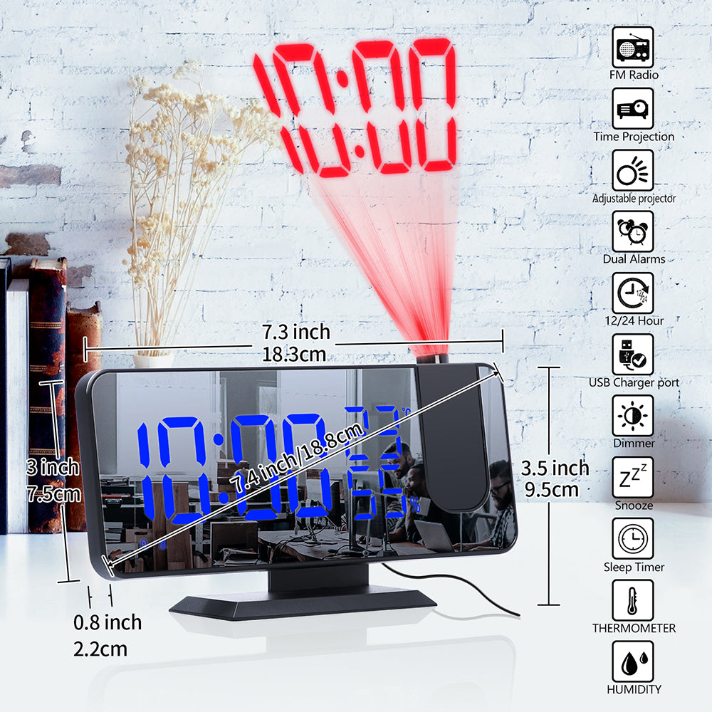 Multifunctional Radio Projection Alarm Clock by Tech-Home Store