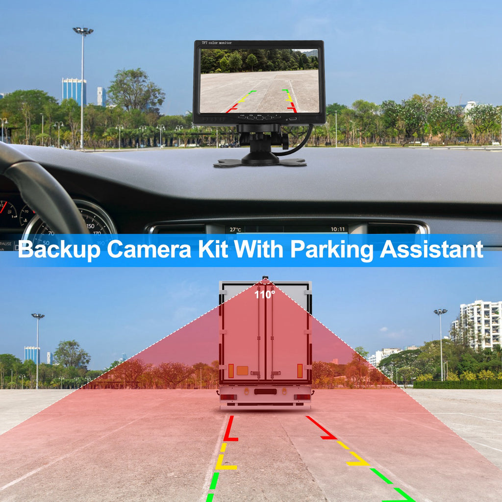 7In Screen Backup Camera System Vehicle Rear View Monitor Kit IP67 Waterproof Car Parking Reverse System With Night Vision For Car Trunk Van SUV by Tech-Home Store