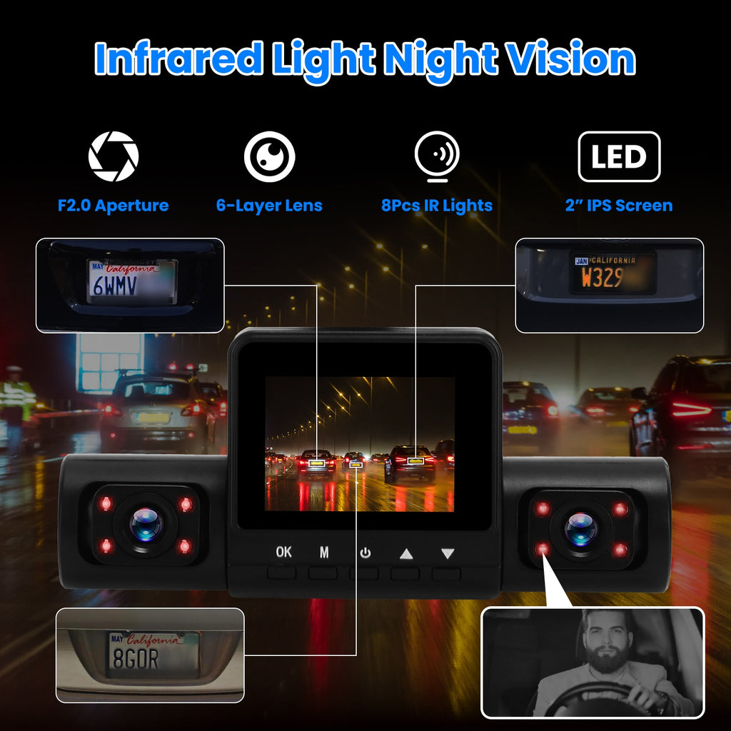 360 Degree View FHD 4 Channel Dash Cam 1080P Front 480P Rear Left Right Inside Dash Camera With IR Night Vision Loop Recording Motion Detection Free 32GB MMC Card by Tech-Home Store