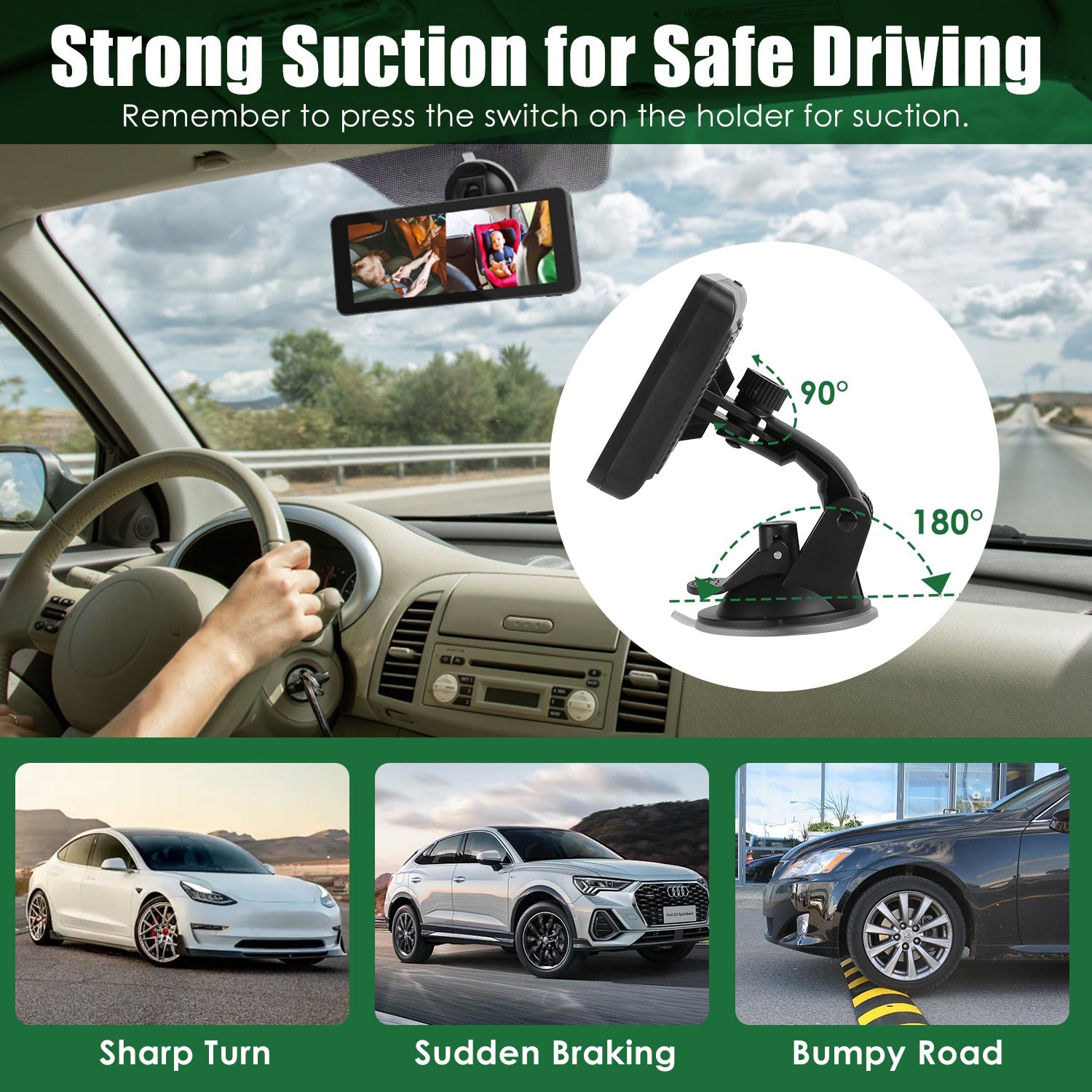 1080P Baby Car Camera For 2 Kids Dual Channel Car Baby Monitor Rear Facing Car Seat Camera With 120Degree Wide View 6.86In HD Split Screen Night Vision by Tech-Home Store