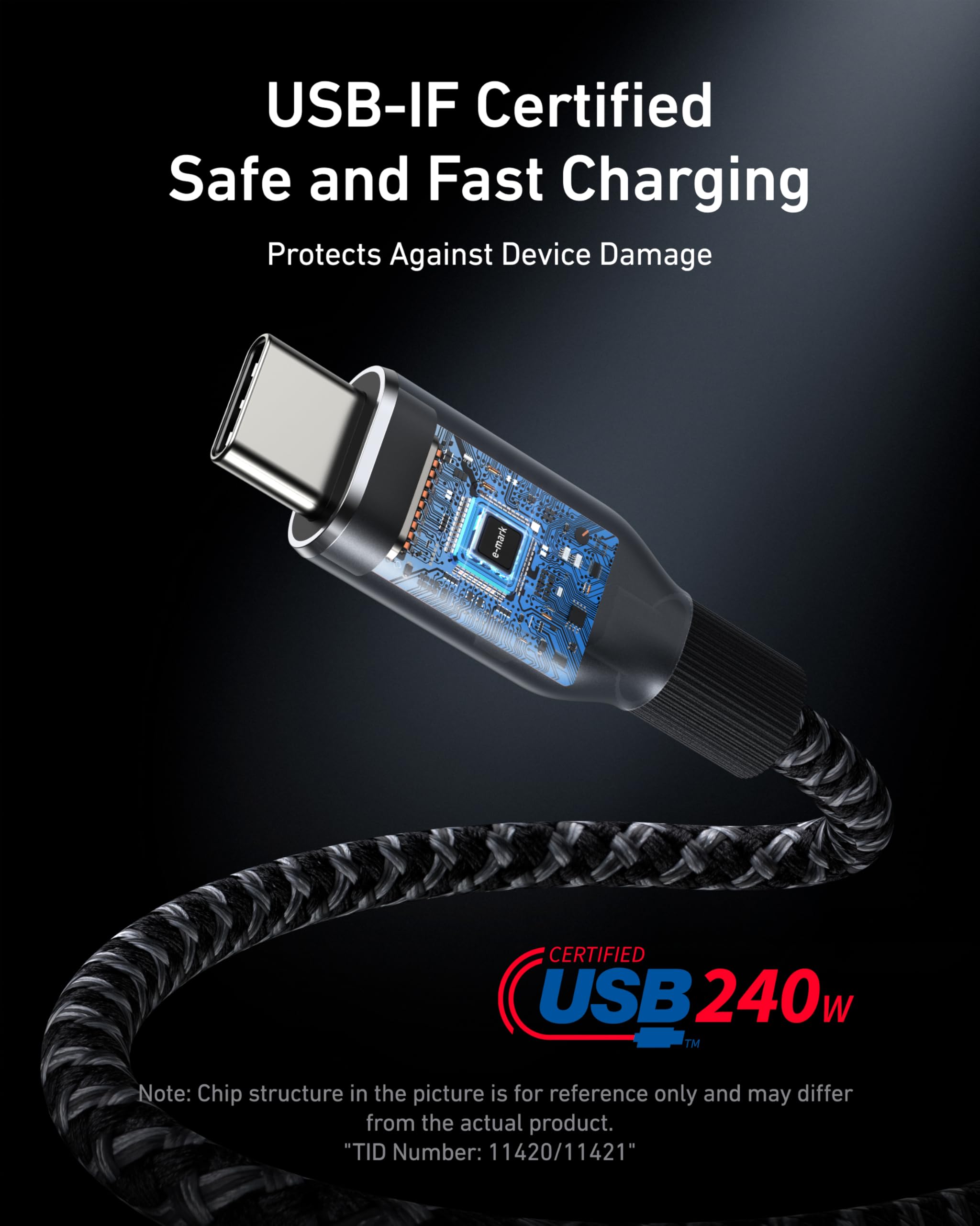Anker Prime USB-C to USB-C Cable 240W Upcycled-Braided - High-Capacity Power Delivery for Fast Charging by Anker
