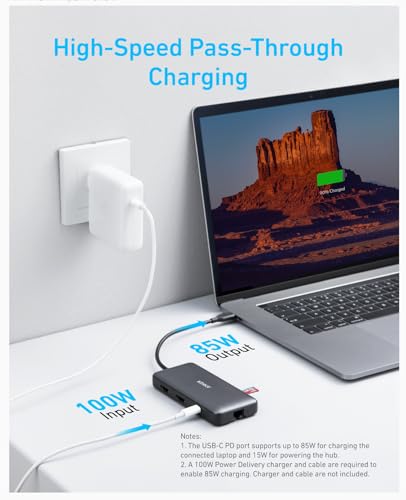 Anker 553 USB-C Hub 8-In-1 - Expands One USB-C Port Into a Full Workstation for Laptops and Creators by Anker