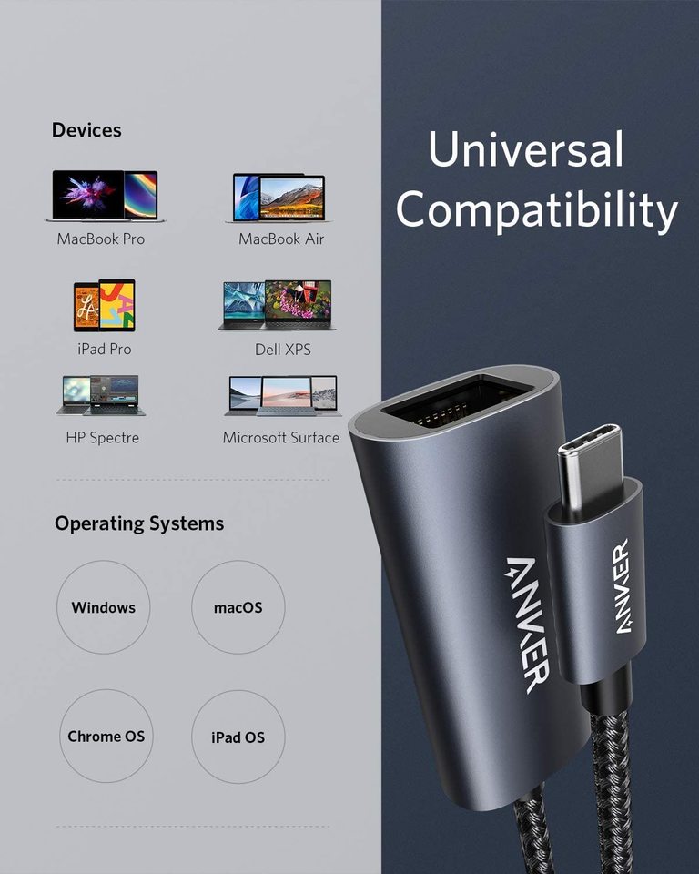 Anker PowerExpand USB-C to Gigabit Ethernet Adapter - Stable 1 Gbps Wired Internet by Anker