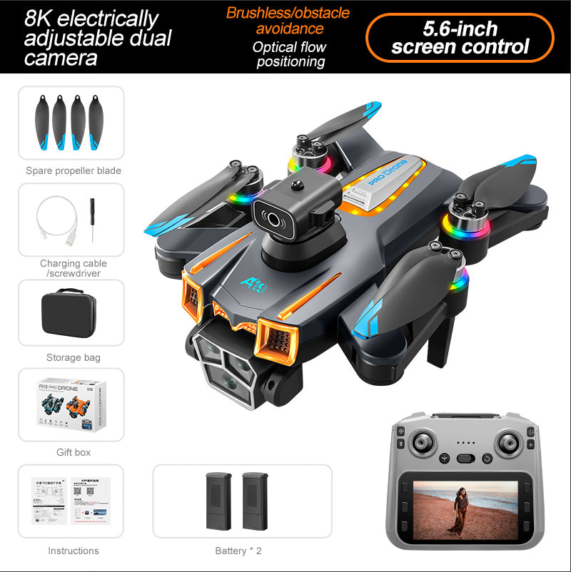 A19 Large Screen Drone: 4.3-inch + 5G Ultra HD Image Transmission, Say Goodbye To Freezing! Brushless Motor + Electronic Anti-shake, Optical Flow Positioning + Four-way Obstacle Avoidance by Anker