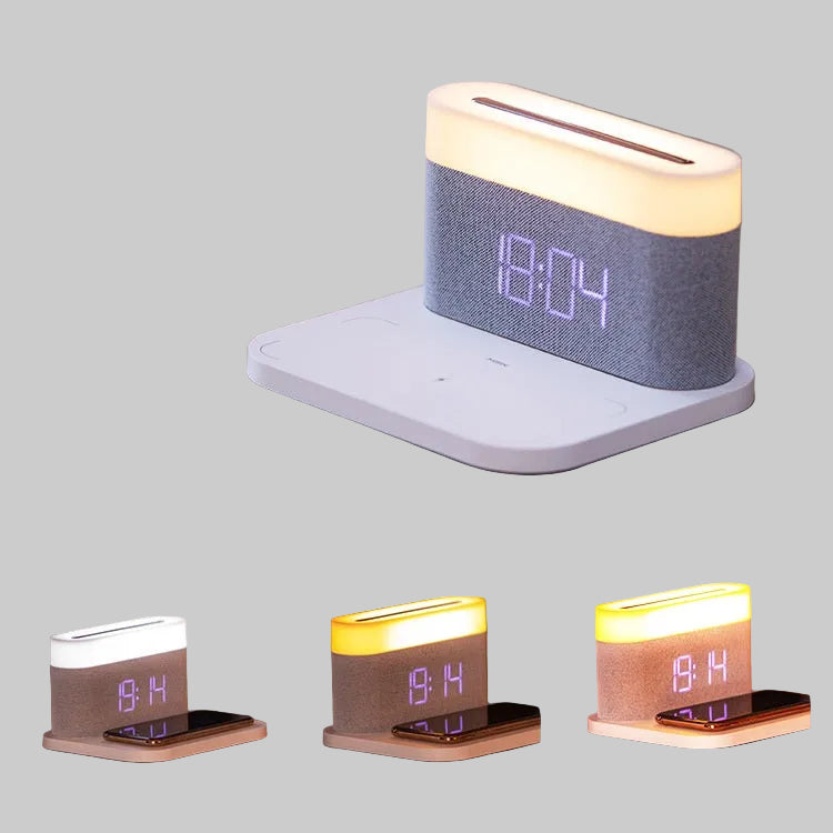 Table Lamp Bedroom Desktop Bedside Lamp Clock Four-in-one Wireless Phone Charger by Anker