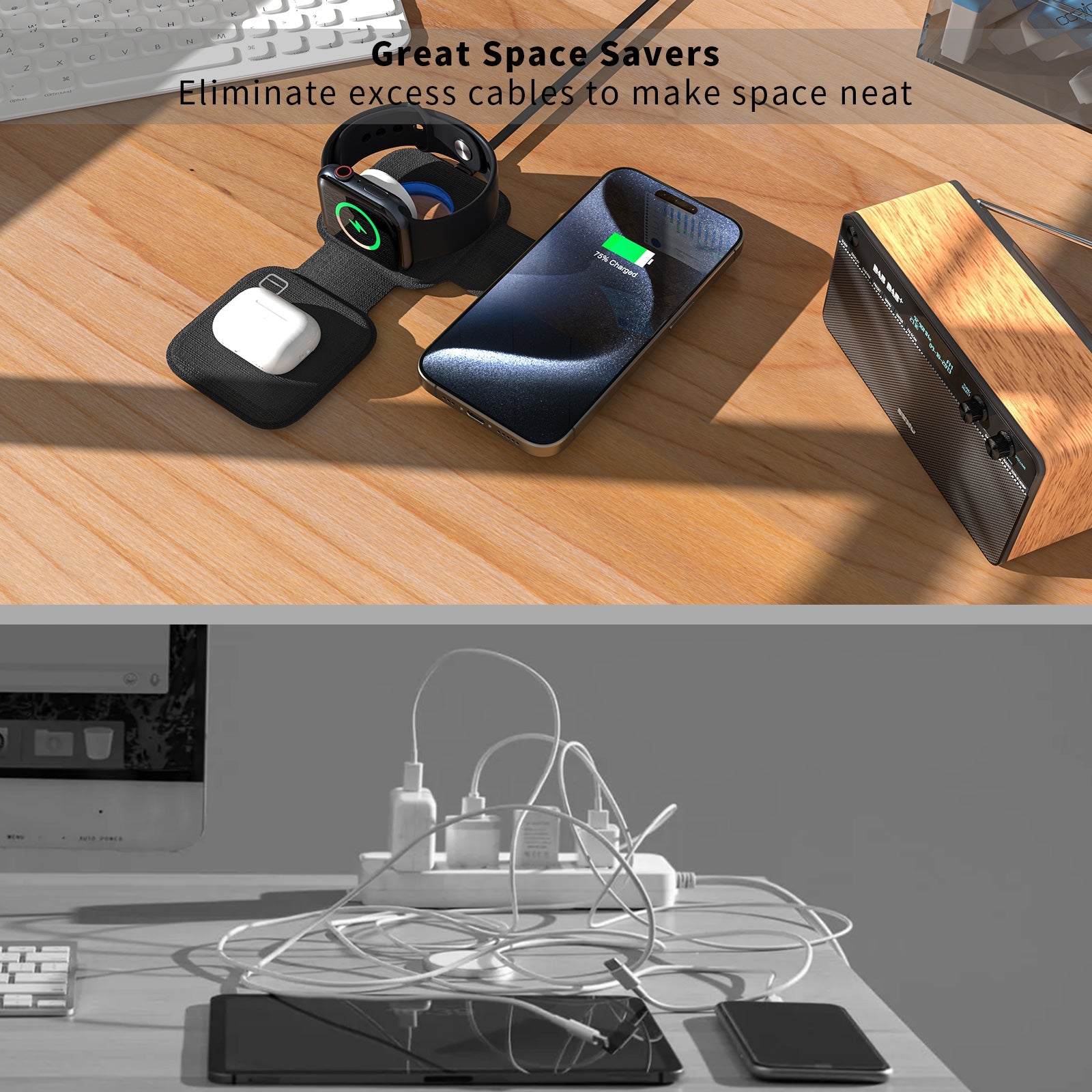 3 in 1 Multi-functional Wireless Charger by ATECH