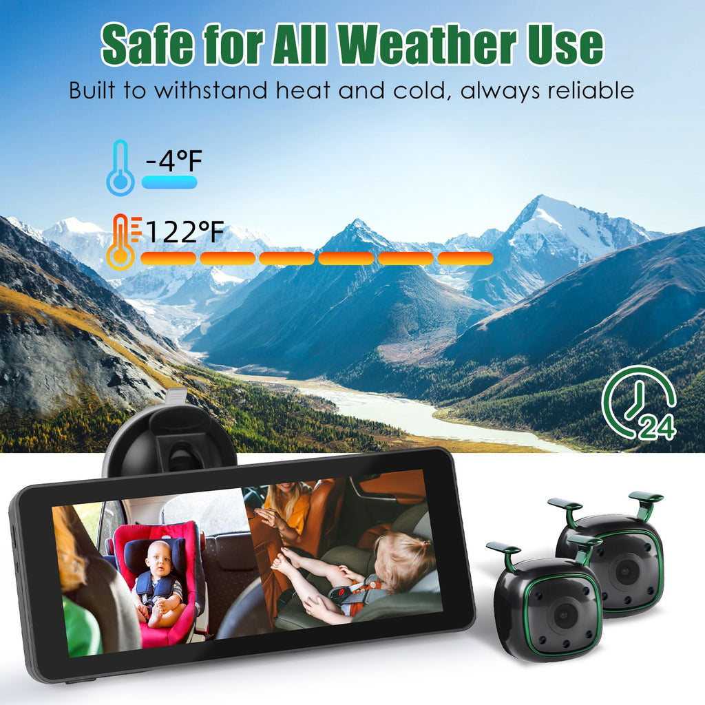 1080P Baby Car Camera For 2 Kids Dual Channel Car Baby Monitor Rear Facing Car Seat Camera With 120Degree Wide View 6.86In HD Split Screen Night Vision by Tech-Home Store