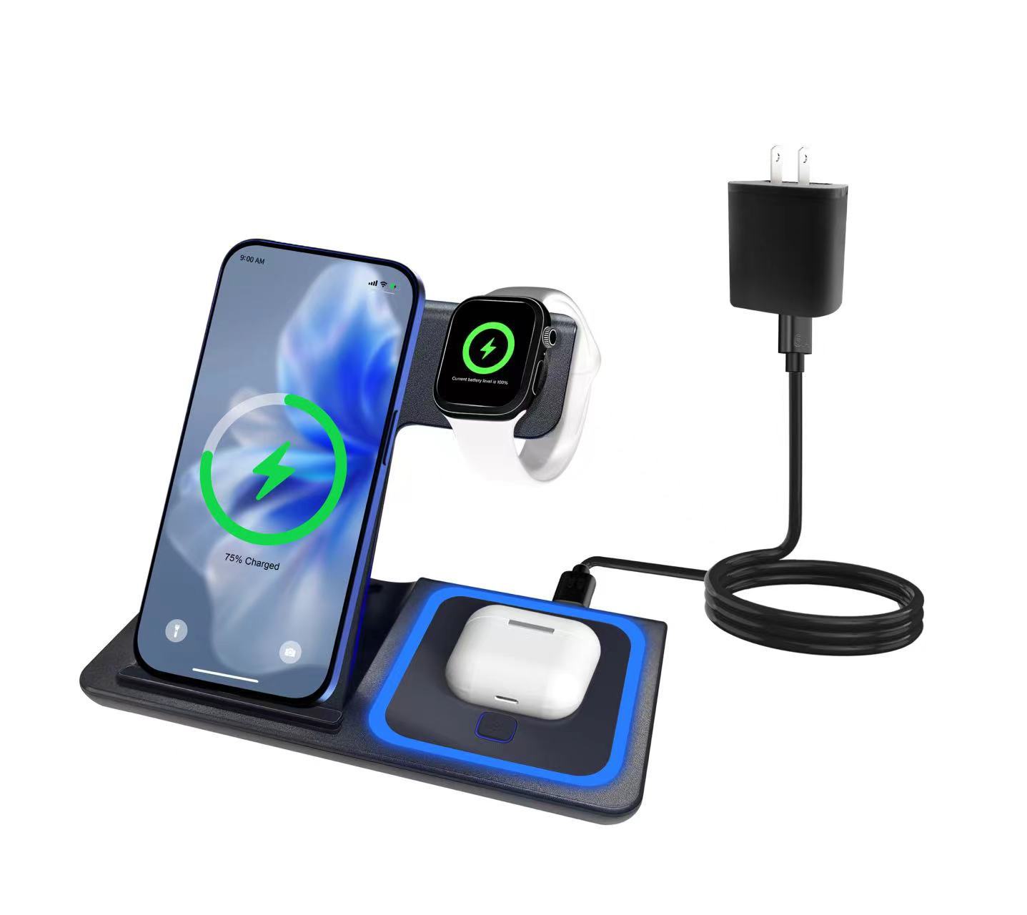 Multi-Functional Magnetic Folding Three-In-One Wireless Charger